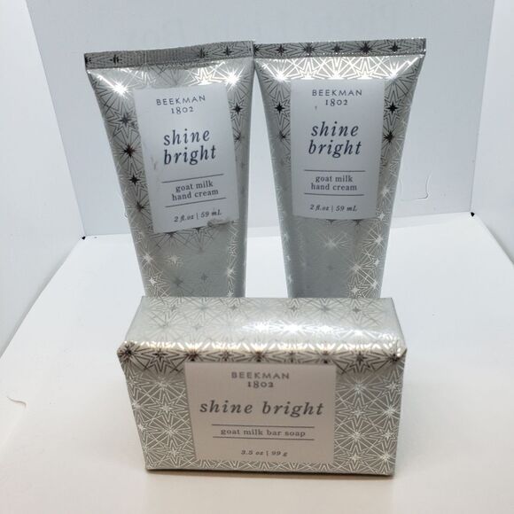 Beekman 1802 bundle Goat Milk Bar Soap and 2 Hand Creams Shine Bright Scent - Picture 1 of 5